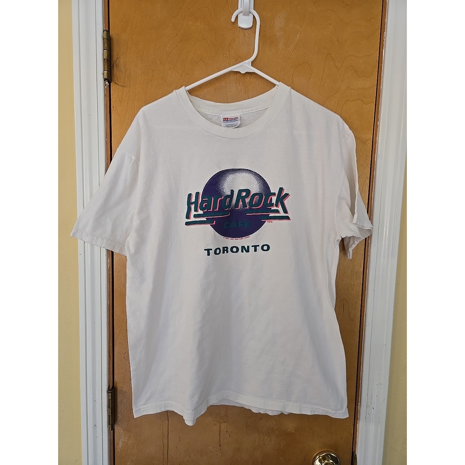 Vintage 80s 1989 Hard Rock Cafe Toronto White Shirt L